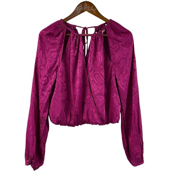 Veronica Beard Blouse Sionne Paisley Silk Blend Top Magenta 0 - Picture 1 of 10